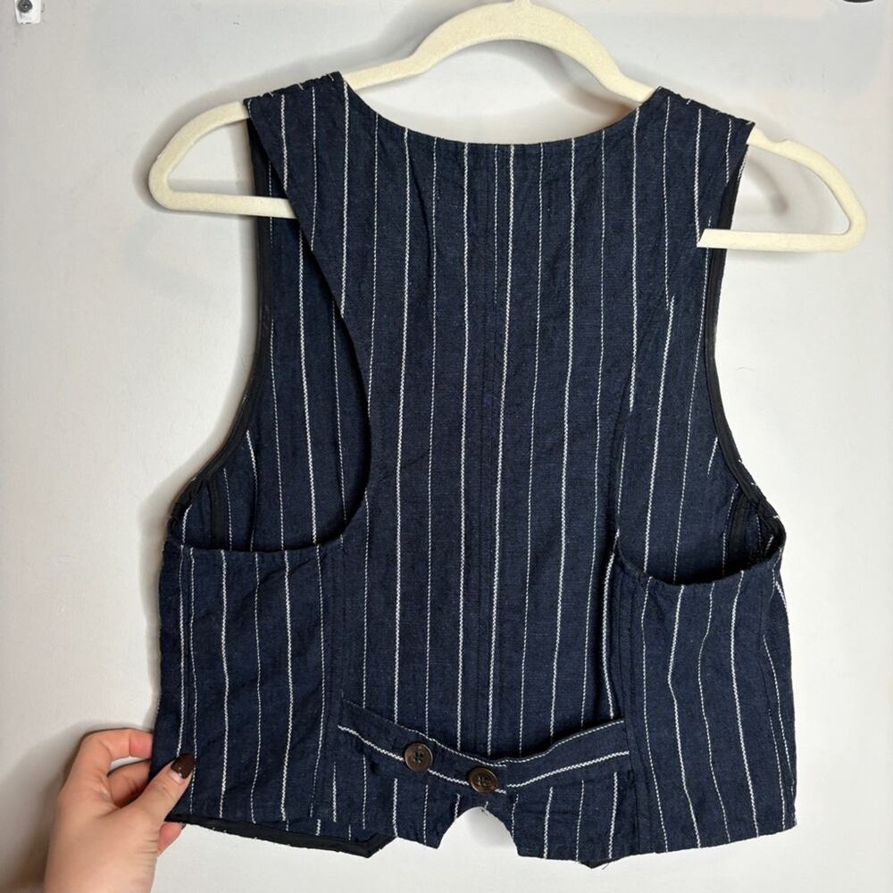 Free People Cailin Vest – Navy Pinstripe – Size XS - Picture 5 of 6